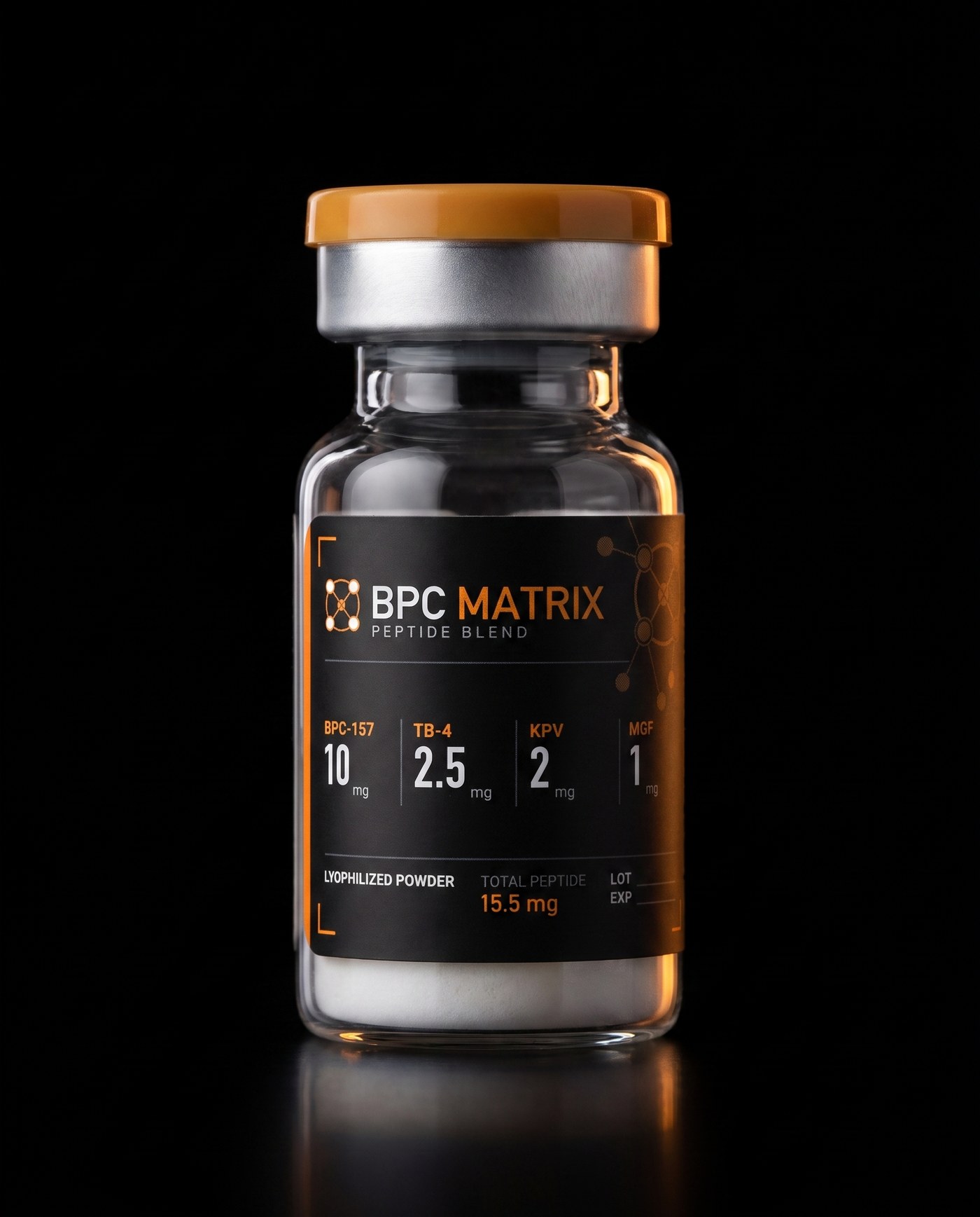 BPC Matrix 10ml vial — BPC-157 10mg, TB-4 2.5mg, KPV 2mg, MGF 1mg